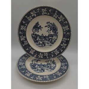 2 Homer Laughlin Shakespeare Country Stratwood Collection 10" Dinner Plates Blue